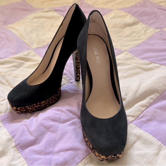 NINE WEST Black/Leopard Heels - Picture 1 of 10